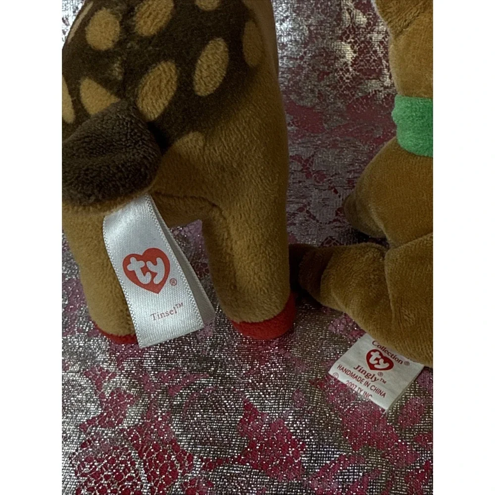 TY Beanie Baby Tinsel & Jingly Christmas Plush Lot of 2